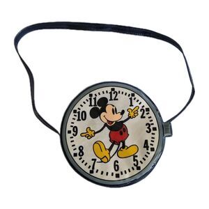 VINTAGE Walt Disney MIickey Mouse Small VINYL PURSE Round Watch Face HONG KONG